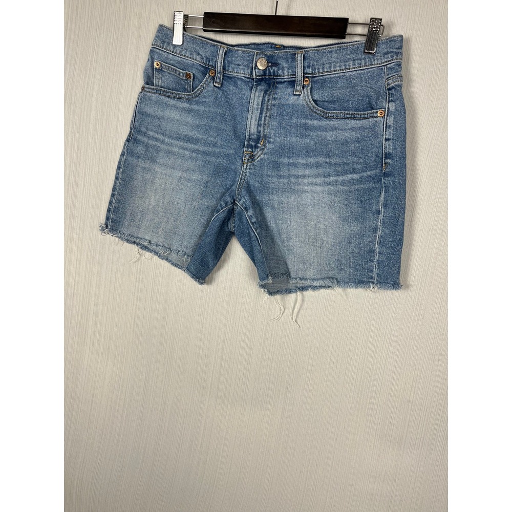 Gap Denim Shorts Womens 6/28 Blue 5" Mid Rise‎ Girlfriend Short Raw Hem Frayed